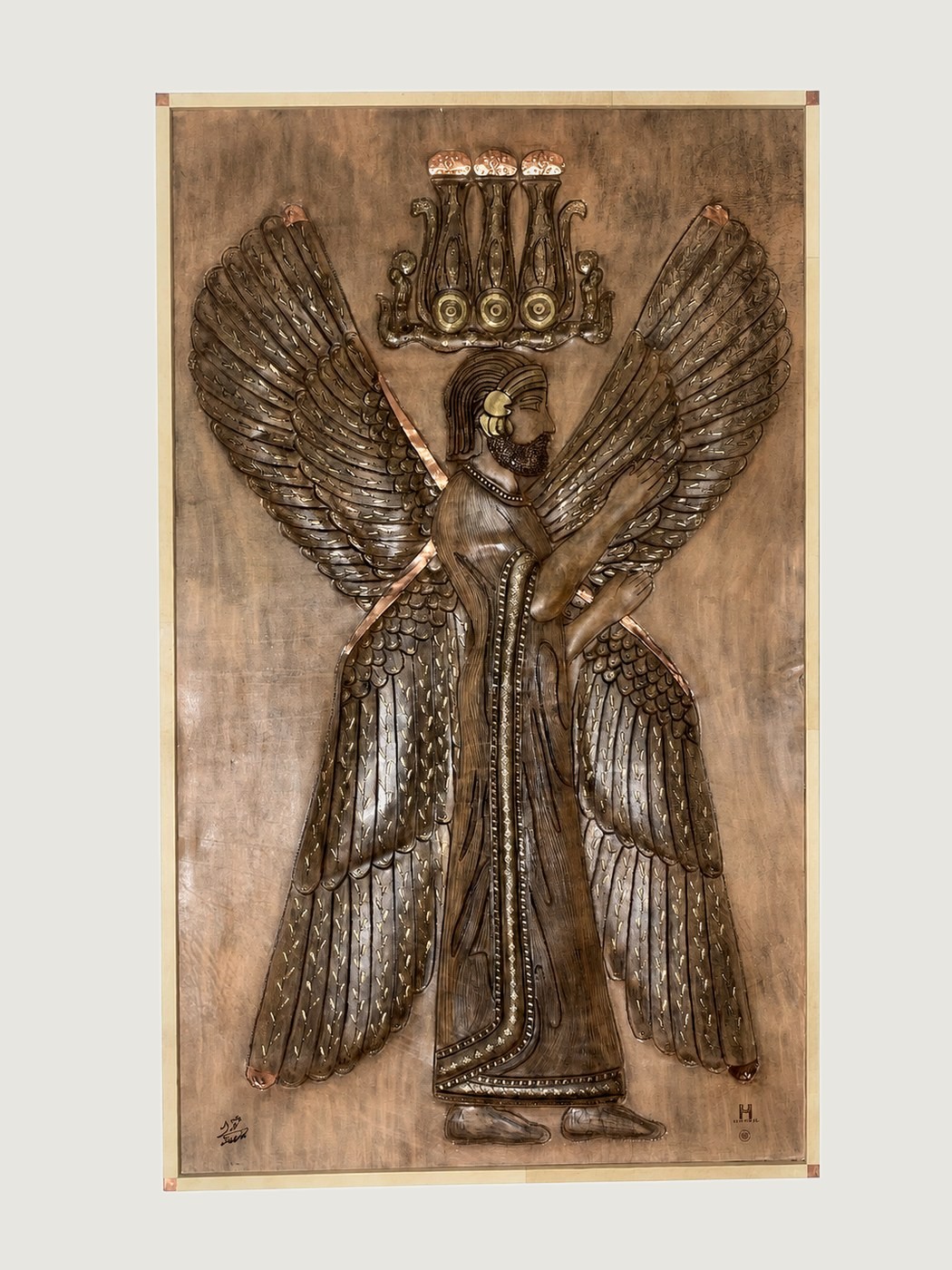 Cyrus the Great — relief panel in tooled leather